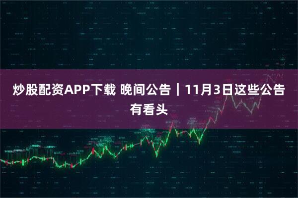 炒股配资APP下载 晚间公告｜11月3日这些公告有看头